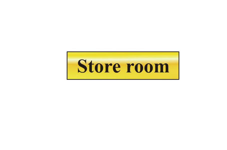 ASEC `Store Room` 200mm x 50mm Gold Self Adhesive Sign