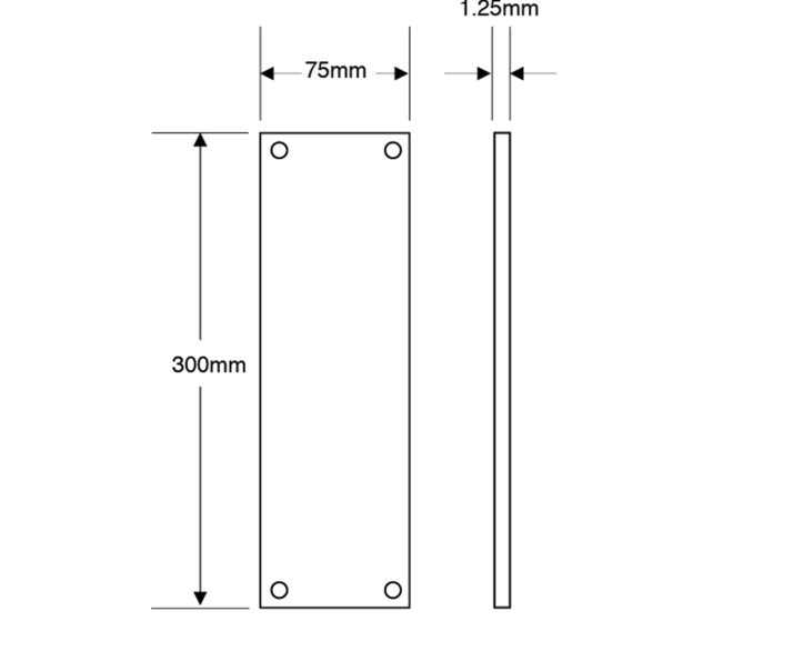ASEC 75mm Wide Aluminium `Pull` Finger Plate