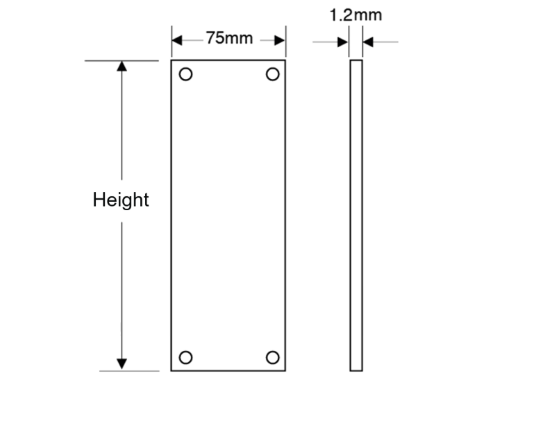 ASEC Finger Plate 75mm Width x 1.2mm Depth (BL) Powder Coated Stainless Steel Black