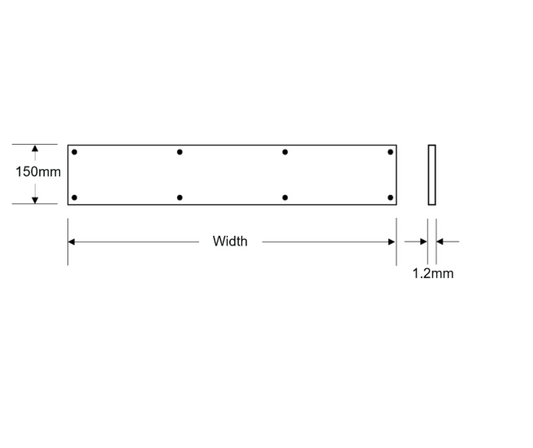 ASEC Kick Plate 150mm Height x 1.2mm Depth (PB) Polished Brass
