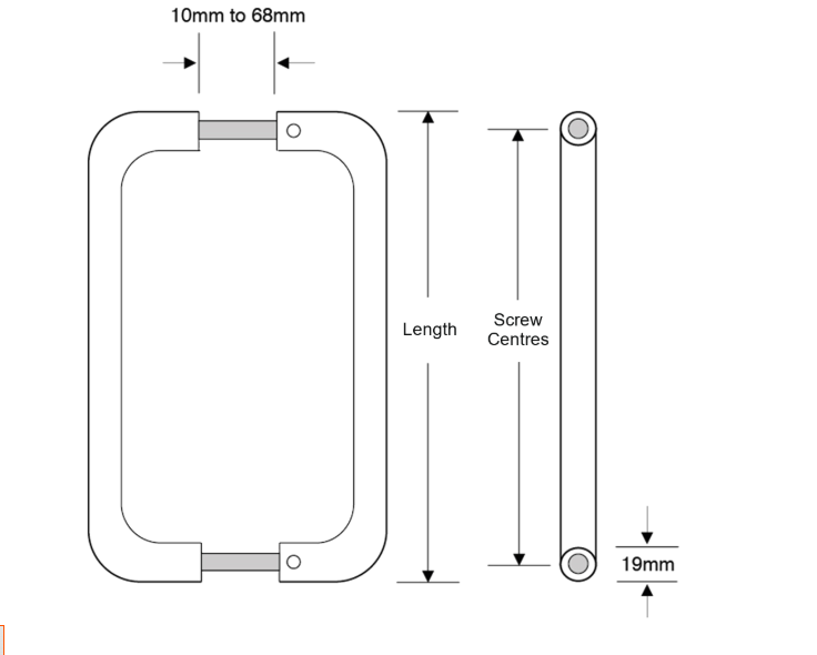 ASEC Back To Back Stainless Steel Pull Handle