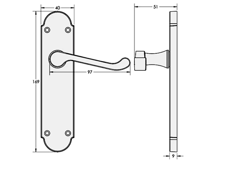 EPSOM Lever Latch Plate Door Handles