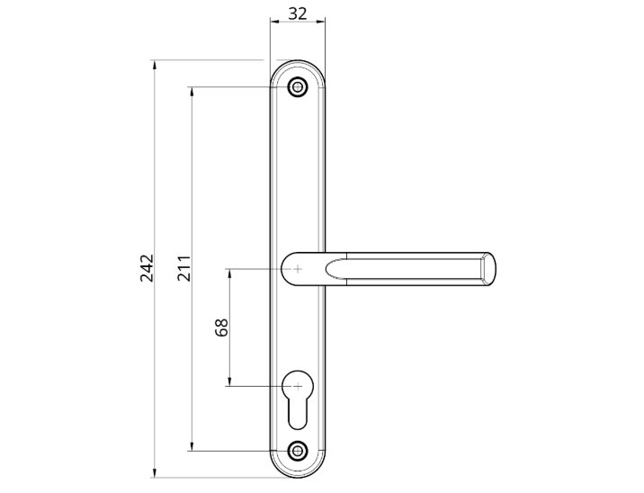 ASEC Sprung Lever/Lever Multipoint Door Handles 68mm PZ 211mm Fixings No Snib