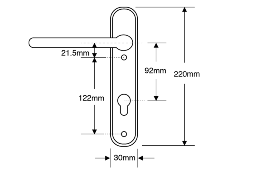 ASEC Unsprung Lever/Lever Multipoint Door Handles 92mm PZ 220mm Backplate 122mm Fixings
