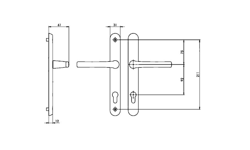 AVOCET Affinity Plus Sprung Lever/Lever Multipoint Door Handles 92mm PZ 211mm Fixings