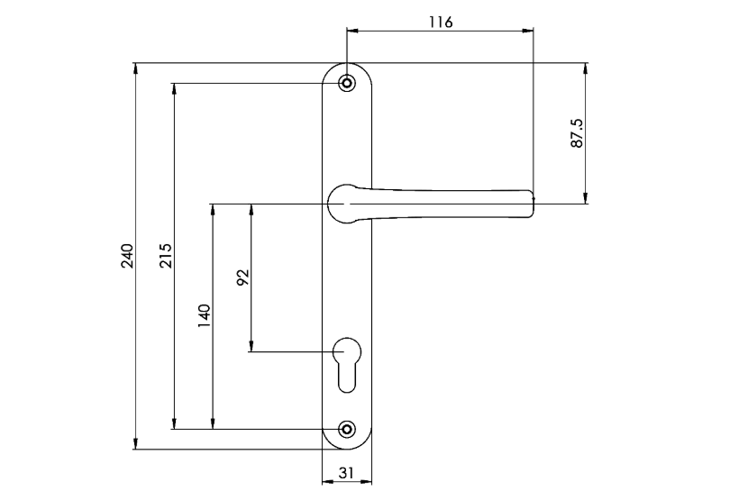 AVOCET Pioneer Plus Sprung Lever/Lever Multipoint Door Handles 92mm PZ 215mm Fixings