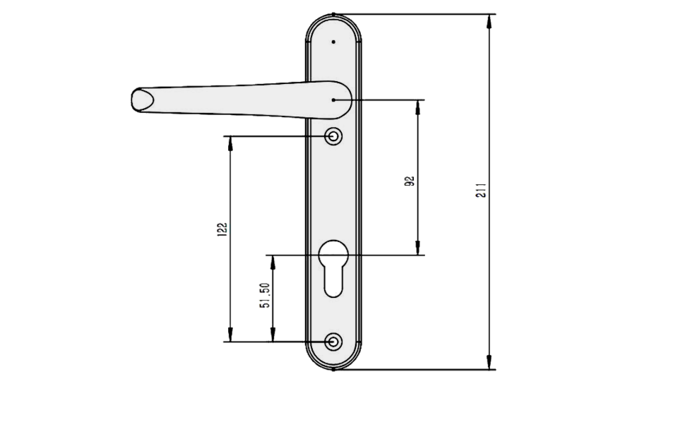 ELITE Lever/Lever UPVC Handle 211mm Short Backplate