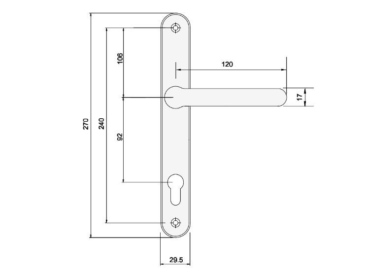 FAB & FIX Blenheim Sprung Lever/Lever Multipoint Door Handles 92mm PZ 240mm Fixings