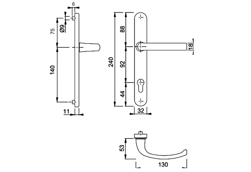 HOPPE Arrone Suited AR7550/3492 Sprung Lever/Lever Multipoint Door Handles 92mm PZ 240mm Backplate 215mm Fixings