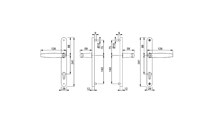 HOPPE Atlanta 1530/3623N Sprung Lever/Lever Multipoint Door Handles 92mm PZ Narrow Backplate