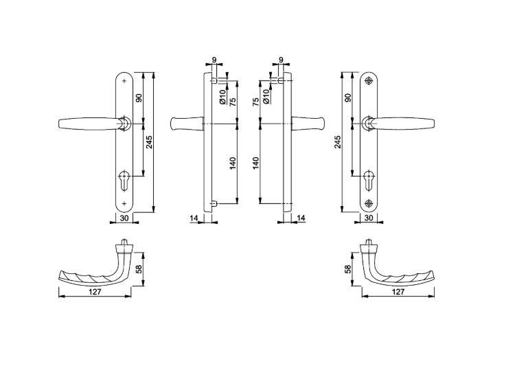HOPPE Atlanta M1530M/3841N Sprung Lever/Lever Multipoint Door Handles 92mm PZ Narrow Backplate