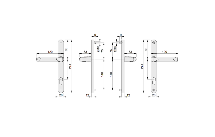 HOPPE London 113/3623N Sprung Lever/Lever Multipoint Door Handles 92mm PZ 215mm Fixings