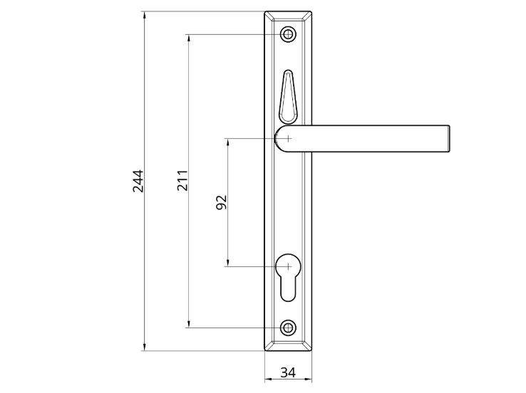 LOXTA Stealth Double Locking Unsprung Lever/Lever Multipoint Door Handles 92mm PZ 211mm Fixings With Snib