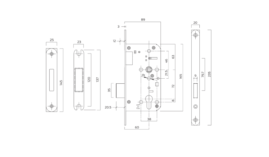 BRITON 5710 DIN Standard Fire Rated Euro Profile Deadlock Case 60mm Backset