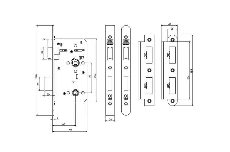 UNION 60mm HD72 DIN Standard Bathroom Lock