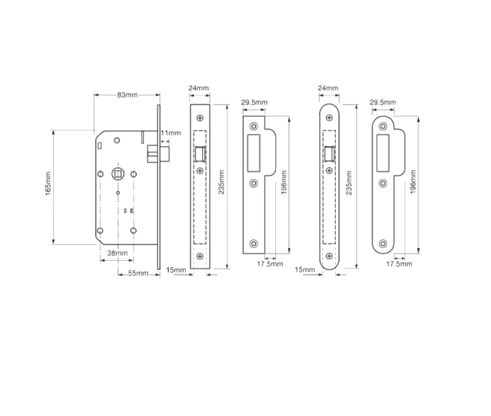 UNION J2C23 DIN Standard Mortice Latch