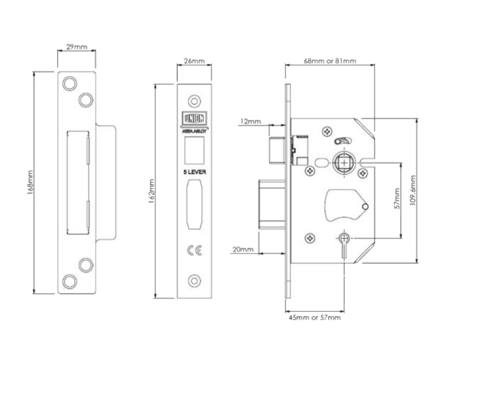 UNION J2205 StrongBOLT 5 Lever Sashlock