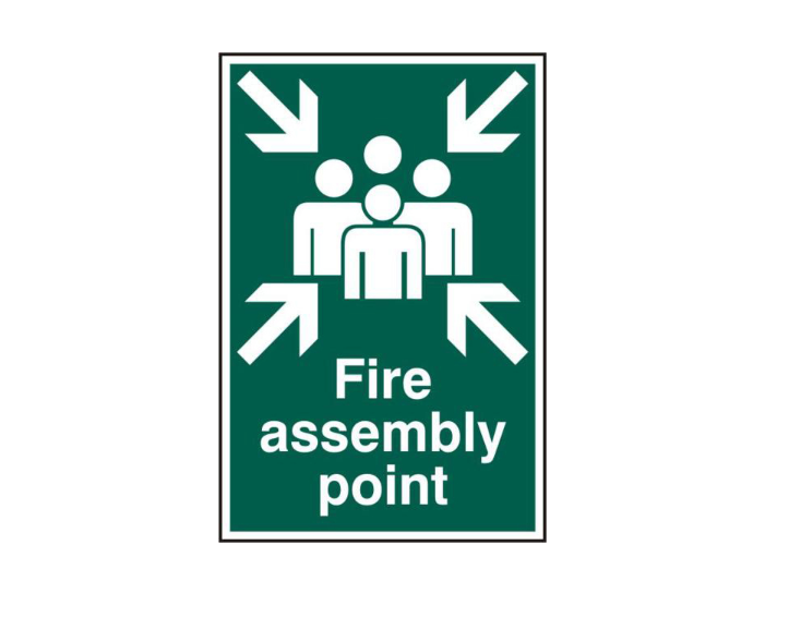 ASEC `Fire Assembly Point 200mm x 300mm PVC Self Adhesive Sign