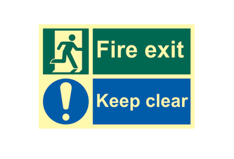 ASEC `Fire Escape Keep Clear` Sign Photoluminescent 300mm x 200mm