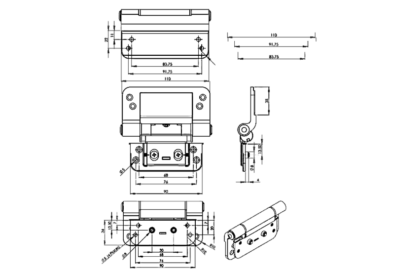 TROJAN 3D Composite Door 0705 Butt Hinge