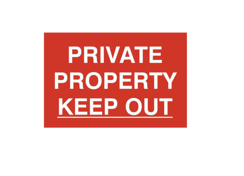 ASEC `Private Property Keep Out` 200mm x 300mm PVC Self Adhesive Sign