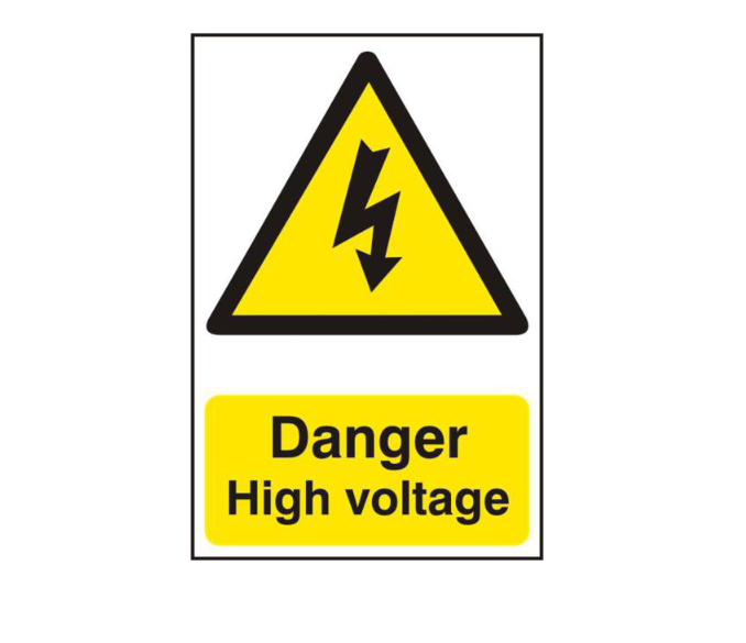 ASEC `Danger High Voltage` 200mm x 300mm PVC Self Adhesive Sign