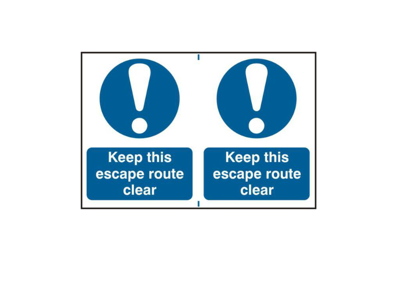 ASEC `Keep This Escape Route Clear` 200mm x 150mm PVC Self Adhesive Sign