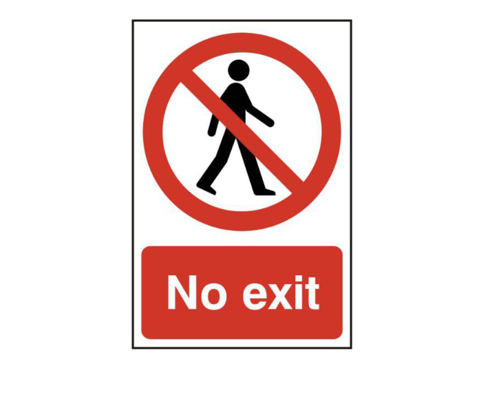 ASEC `No Exit` 200mm x 300mm PVC Self Adhesive Sign