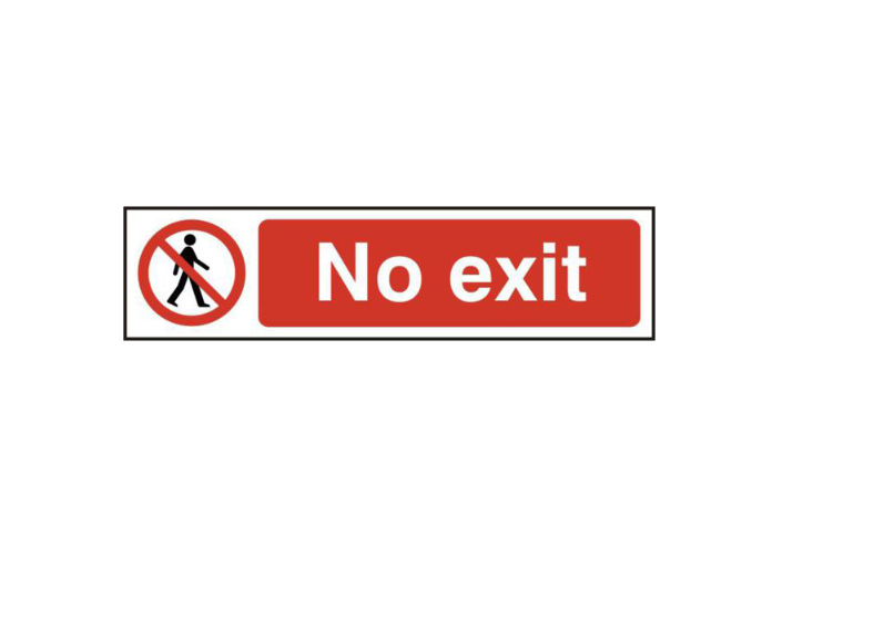 ASEC `No Exit` 200mm x 50mm PVC Self Adhesive Sign