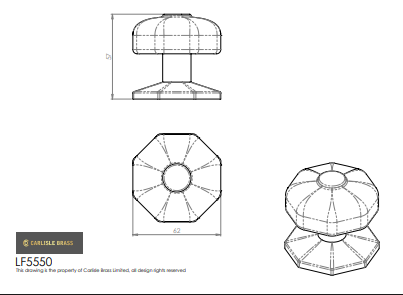 Octagonal Centre Door Knob
