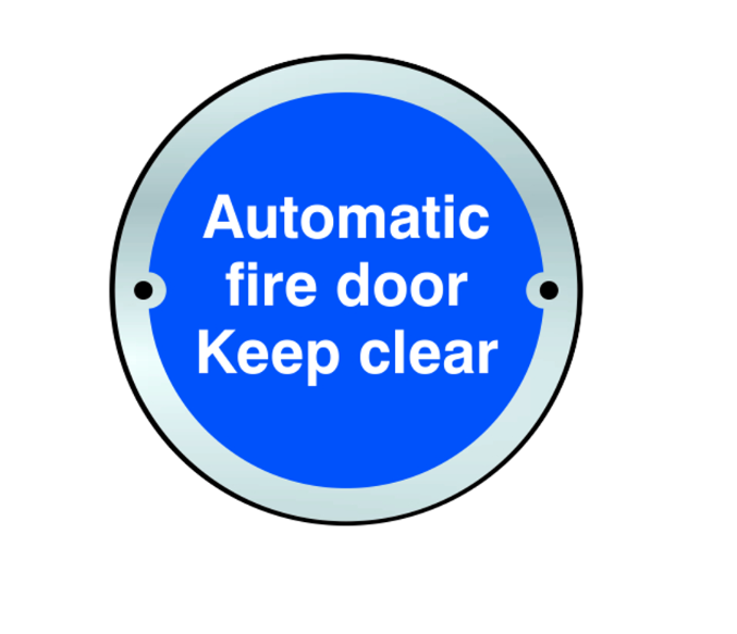 ASEC Sign `Automatic Fire Door Keep Clear` 75mm