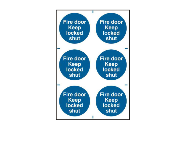 ASEC `Fire Door Keep Locked Shut` 200mm x 300mm PVC Self Adhesive Sign