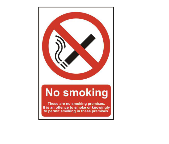ASEC `No Smoking` 200mm x 300mm PVC Self Adhesive Sign