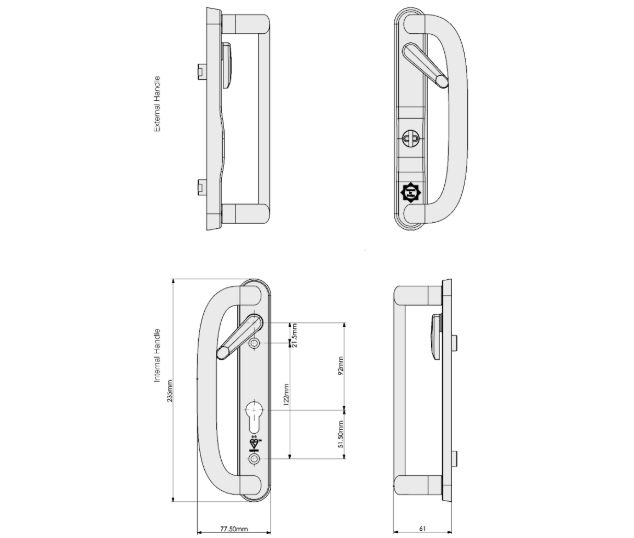 ProSecure Kitemarked 92PZ Lever/Lever Patio Handle
