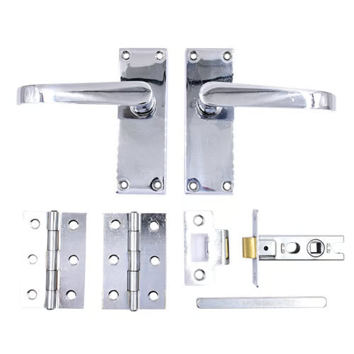 Straight Lever Door Handle, Latch and Hinge Pack