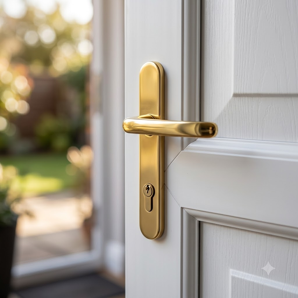 Moveable Pad UPVC Multipoint Door Handles - 92mm PZ Sprung 122mm Screw Centres - Long Backplate