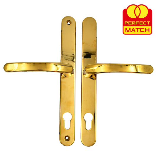Lever UPVC Multipoint Door Handles - 92mm PZ Sprung 240mm Screw Centres - 270mm Long Backplate