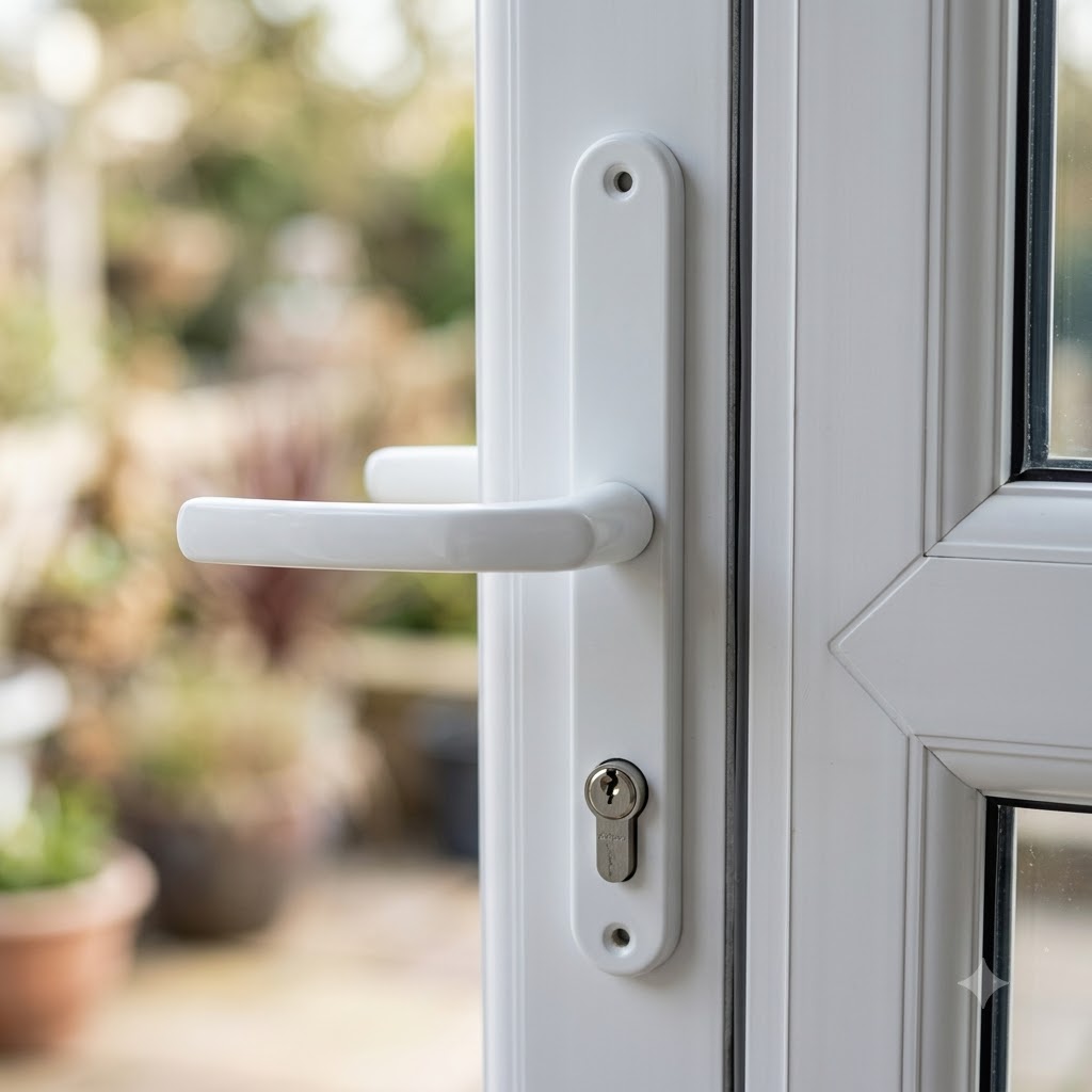 Moveable Pad UPVC Multipoint Door Handles - 68mm PZ Sprung 215mm Screw Centres