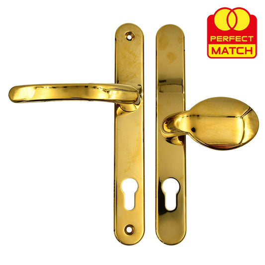 Moveable Pad Offset UPVC Multipoint Door Handles - 92/62mm PZ - Sprung - 215mm Screw Centres