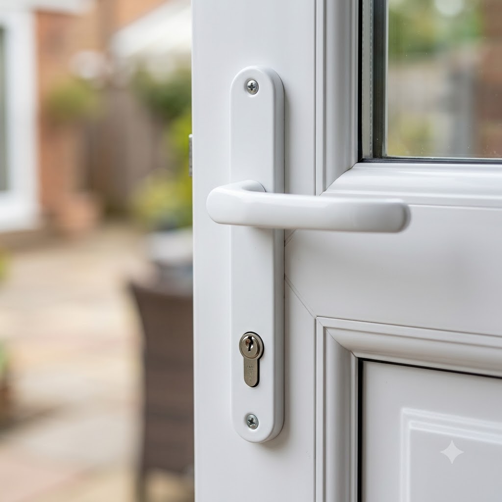 Moveable Pad Offset UPVC Multipoint Door Handles - 92/62mm PZ - Sprung - 215mm Screw Centres