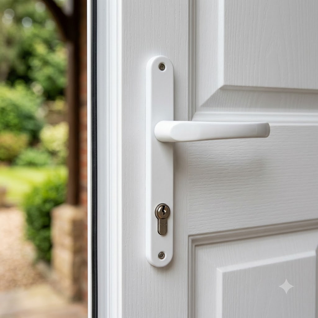 Blank External Lever Lever French Door Multipoint Handles – 92mm PZ Sprung 215mm Screw Centres