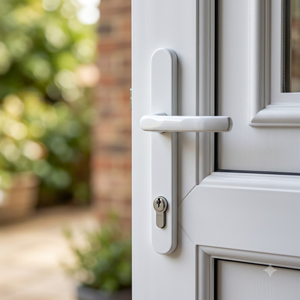 Lever UPVC Multipoint Door Handles - 117mm PZ - Sprung - 237mm Screw Centres - 267mm Backplate
