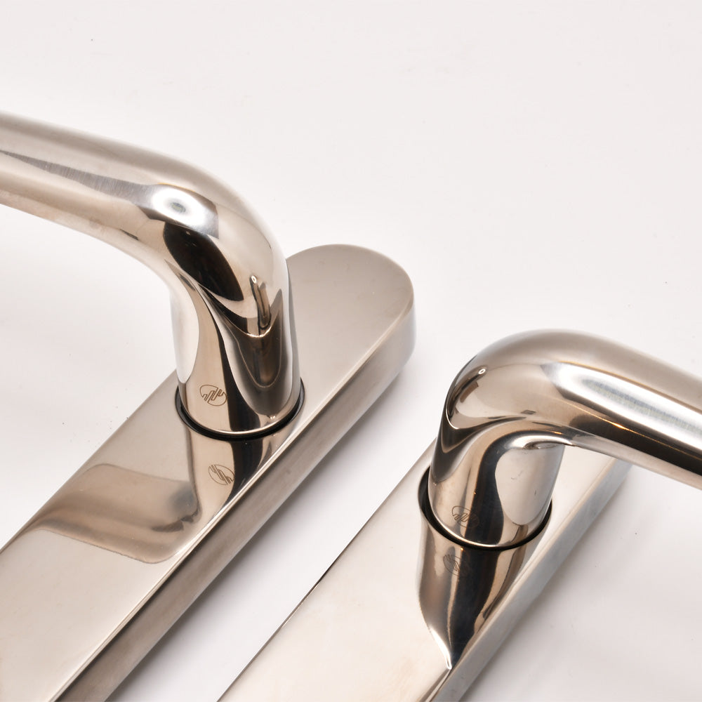 Grade 304 Stainless Steel Lever Lever UPVC Multipoint Door Handles - 92mm PZ Sprung 122mm Screw Centres