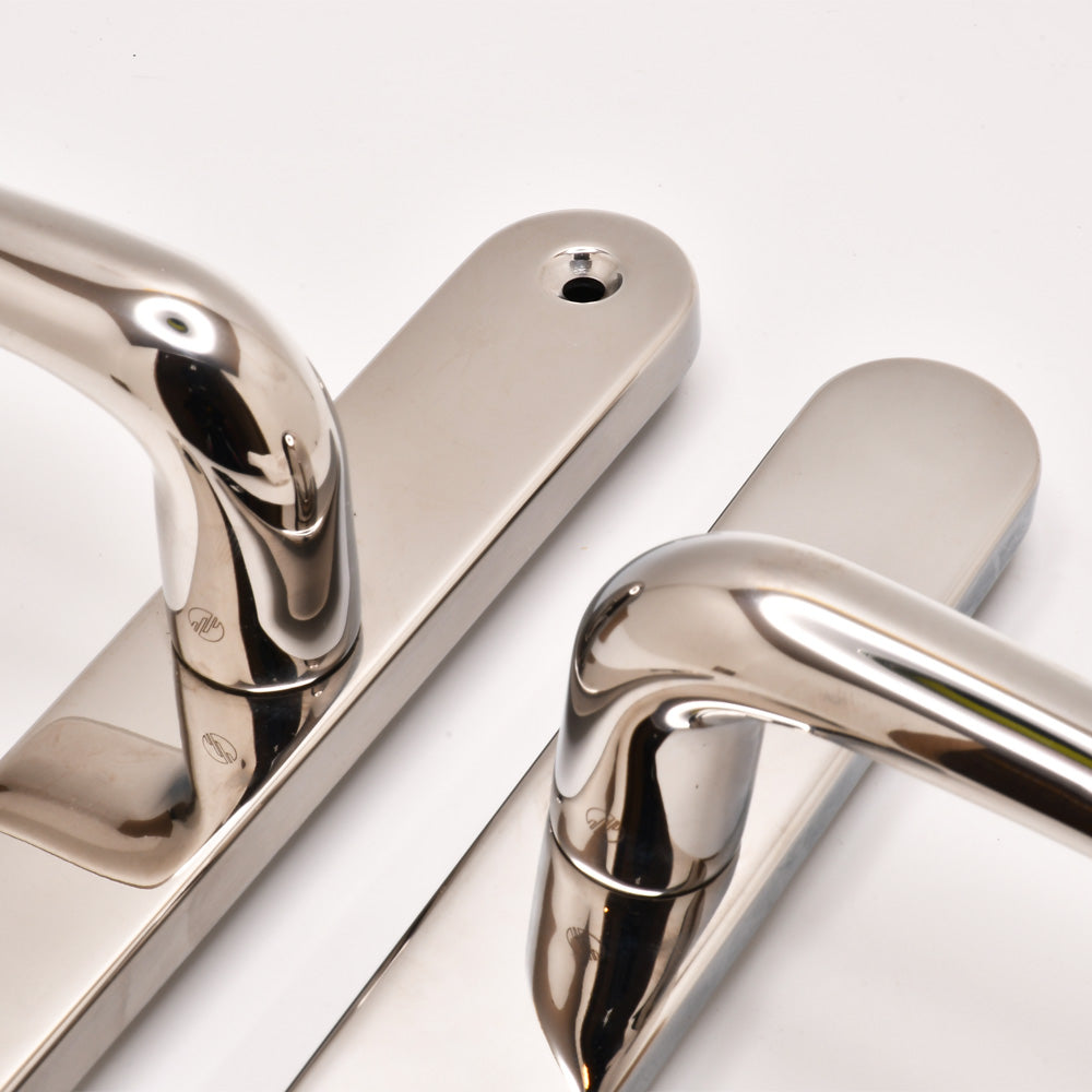Grade 304 Stainless Steel Lever Lever UPVC Multipoint Door Handles - 92mm PZ Sprung 210mm Screw Centres