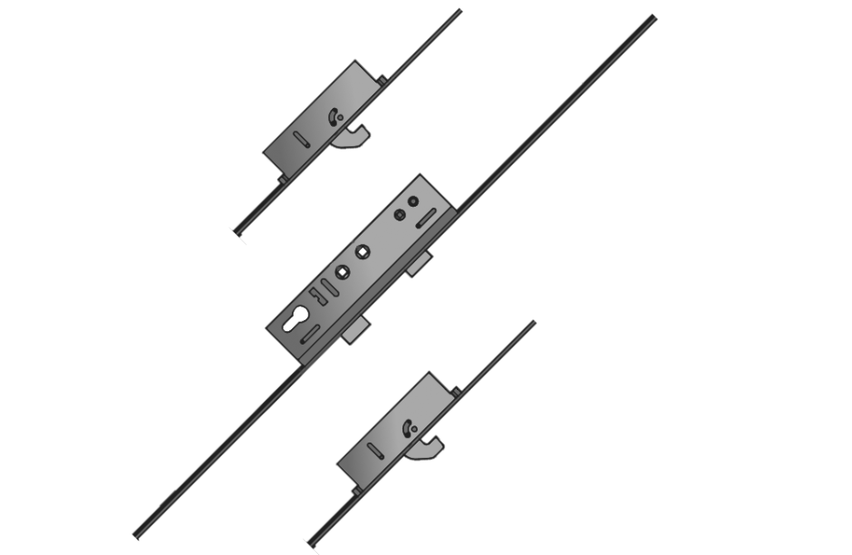 Lever Operated Latch & Deadbolt Twin Spindle - 2 Hook