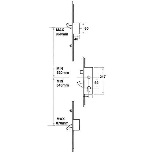 Doormaster Latch 3 Hooks 2 Rollers Split Spindle UPVC Adjustable Repair Multipoint Door Lock