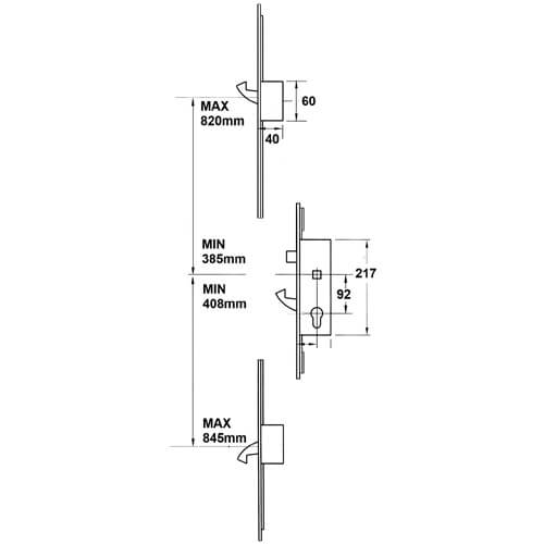 Doormaster Latch 3 Hook Split Spindle Timber and Composite Door Professional Repair Multipoint Door Lock