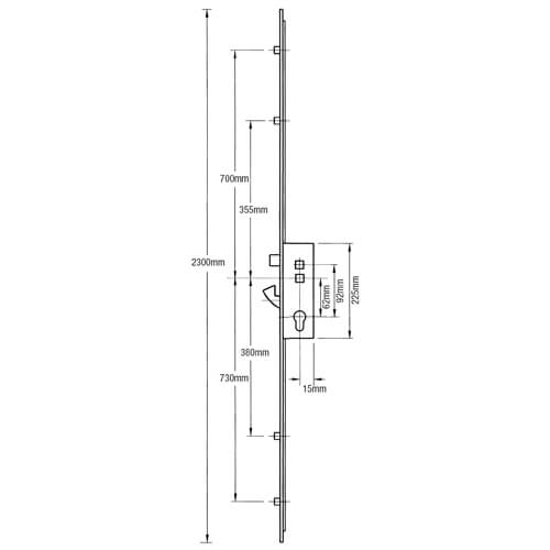 Latch Hook 4 Rollers Multipoint Door Lock