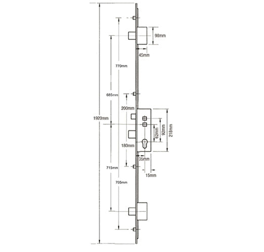 Latch Deadbolt 4 Rollers Lift Lever Multipoint Door Lock