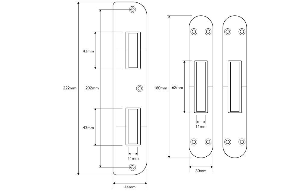 Deadbolt Keep Set - Radius Forend